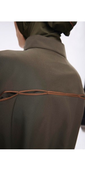 5017 Haki Kemer Toka Detaylı Tesettür Mayo Takımı tesetturmayoburada