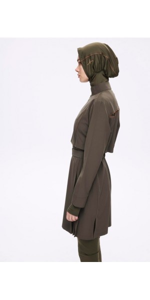 5017 Kemer Toka Detaylı Haki Tesettür Mayo Takımı tesetturmayoburada