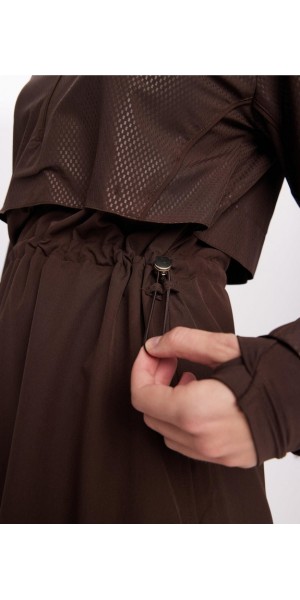 5067 Esila Dokulu Kumaş Kahverengi Tesettür Mayo Takımı tesetturmayoburada