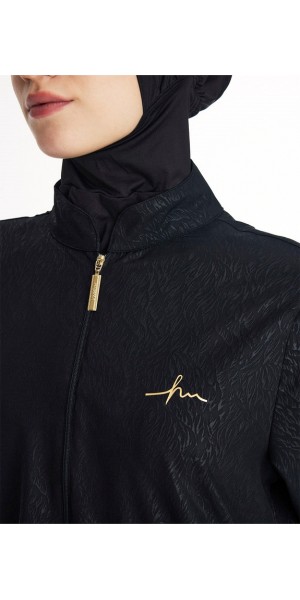 5081 Siyah Vaha Dokulu Kumaş 5 parça Tesettür Mayo tesetturmayoburada