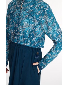5089 Lacivert Vaha Kol Altı Desenli 5 parça Tesettür Mayo tesetturmayoburada