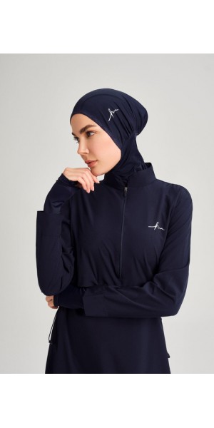 2934 Esila Lacivert Jileli 5 Parça Tam Tesettür Mayo Takımı tesetturmayoburada