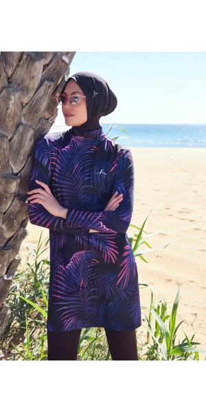 3022 Siyah Elçin Likralı Tesettür Mayo Takımı tesetturmayoburada