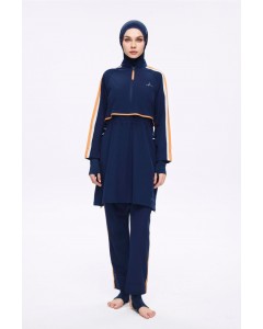 3125 Esila H-Per Turuncu Biyeli 6 Parça Tam Tesettür Mayo Takımı tesetturmayoburada