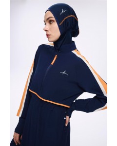 3125 Esila H-Per Turuncu Biyeli 6 Parça Tam Tesettür Mayo Takımı tesetturmayoburada