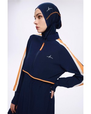 3125 Esila H-Per Turuncu Biyeli 6 Parça Tam Tesettür Mayo Takımı