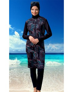 2294 Büyük Beden Tam Kapalı Tesettür Mayo Siyah tesetturmayoburada