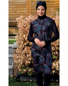 2294 Büyük Beden Tam Kapalı Tesettür Mayo Siyah tesetturmayoburada