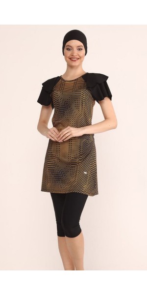 2403 Sarı Yarım Kapalı Taytlı Mayo tesetturmayoburada