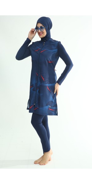 2251 Lacivert Tam Kapalı Tesettür Mayo
