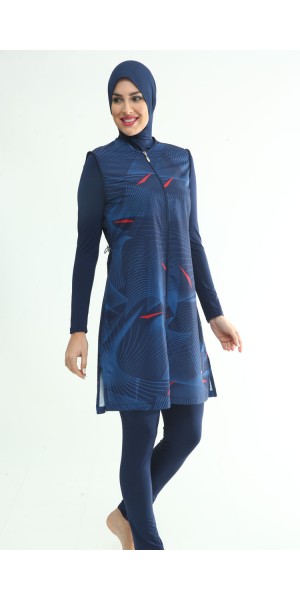 2251 Lacivert Tam Kapalı Tesettür Mayo tesetturmayoburada