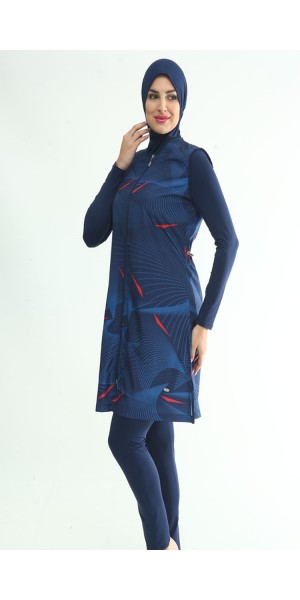 2251 Lacivert Tam Kapalı Tesettür Mayo