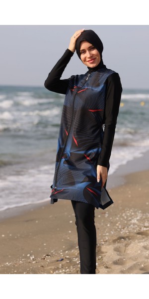 2251 Siyah Tam Kapalı Tesettür Mayo