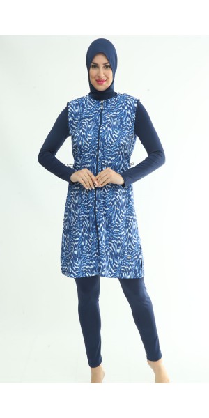 2255 Lacivert Tam Kapalı Tesettür Mayo