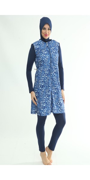 2255 Lacivert Tam Kapalı Tesettür Mayo