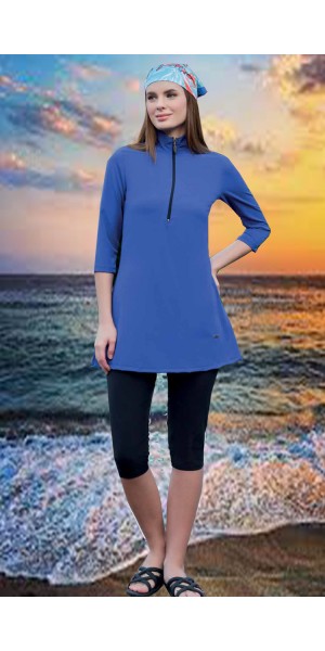 3411 Saks Yarım Kapalı Taytlı Mayo tesetturmayoburada